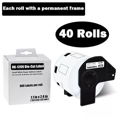 40ROLL 29mmx62mm Shipping Label 1-1/7 X2-3/7  Compatible Brother QL720NW DK-1209 • $240.99