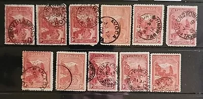 1899-1912 Tasmania 1d Red X 11 Pictorials Postmarks Collection P128 • $9.50