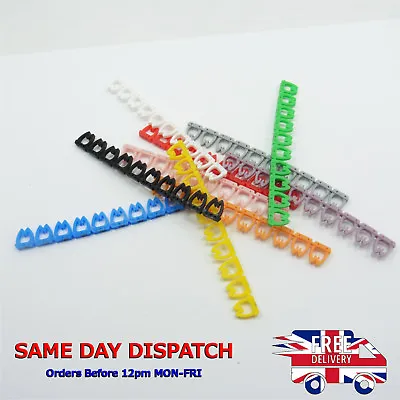 Cable Markers X 100 Colourful C-Type FTP UTP Marker Number Tag Label 4-6mm Cat5 • £6.15