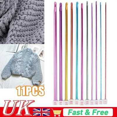 £8.35 • Buy 11Pcs Set Long Tunisian Afghan Crochet Hooks Aluminum Knitting Needles 10.6  UK