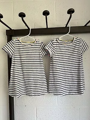 LOT Of 2 Mini Boden Play Dresses SIZE 2-3T Short Sleeve Striped White Blue • $14.99