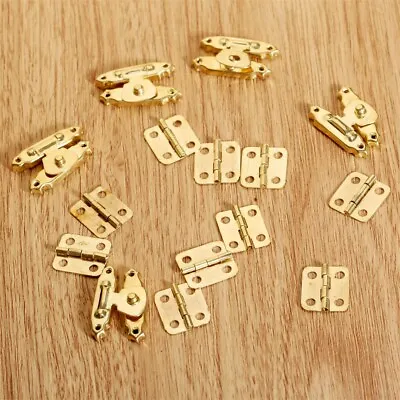 $5.27 • Buy 5pcs Gold Furniture Cabinet Cupboard Jewelry Box Latch Hasp + 10pcs Mini Hinges