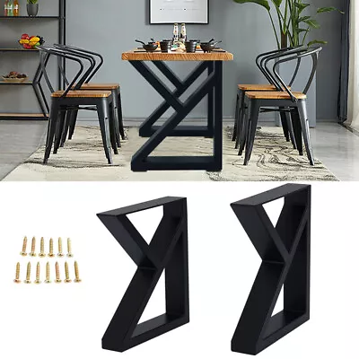 2Pcs K Shape Wrought Iron Table Legs Rustic Meeting Computer Table Base Stand • £65.95