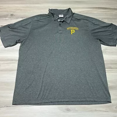 Majestic Pittsburgh Pirates Polo Shirt Mens 2XL Gray Short Sleeve MLB Baseball • $18.88
