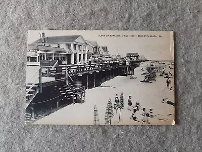 Vintage Postcard Boardwalk & Beach Scene In Rehoboth Beach Delaware • $11.99