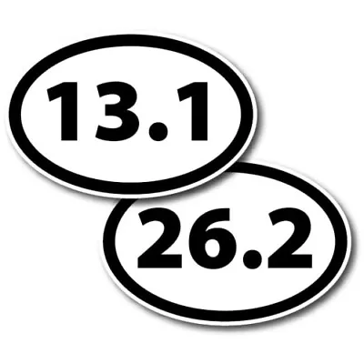 13.1 Half Marathon And 26.2 Marathon Black Oval Magnet Decal Combo Pack 4x6 In • $7.99