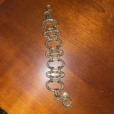 J Crew Gold Tone Chunky Chain Link Bracelet Adjustable Statement Classic Jewelry • $19.99
