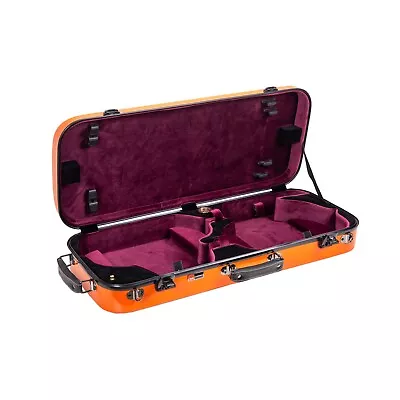 Crossrock Fiberglass Double Violin Case - Two 4/4 Violin Hardshell In Orange • $293.99