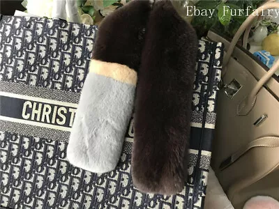 Whole Fur Pelt Real Rex Rabbit Fur Scarf Fur Collar Wrap Muffler W Magnet Button • $22