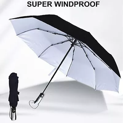 🔥Windproof Strong Automatic Open Close Folding Compact 10 Rib Umbrella Premium • £8.95