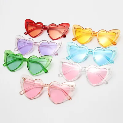 Women Summer Fashion Glitter Heart Sunglasses UV400 Eyewear Solid Color Glasses • £1.81