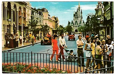 MAIN STREET USA WALT DISNEY WORLD Orlando FL Vintage 1972 Florida Postcard • $0.99