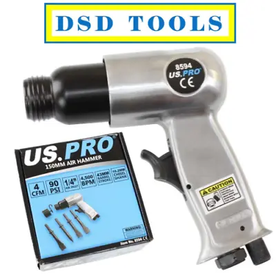 US PRO Tools 150mm Air Hammer Chisel 4500bpm 43mm Barrel Stroke 8594 • £16.55