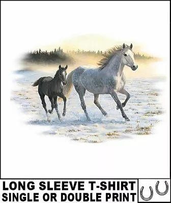 Beautiful Wild Andalusian Mustang Morgan Horse Colt Long Sleeve T-shirt Ab352 • $31.99