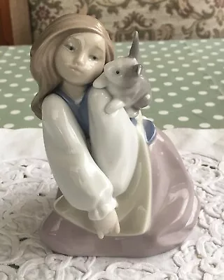 £11.50 • Buy Rare NAO BY LLADRO #1466 ‘BUNNY’S BEST FRIEND’Girl With A Rabbit On Her Shoulder
