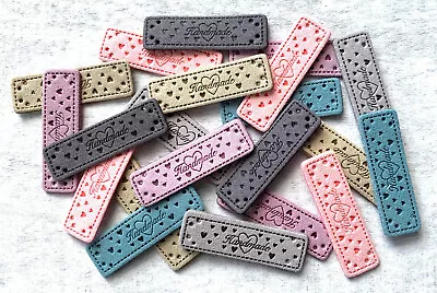 Handmade Heart PU Leather Labels Crocheting Knitting Sewing Craft Mix U • £3.29