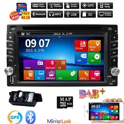 Double 2DIN Stereo Car CD DVD Player GPS Nav FM Touch Screen Radio+Backup Camera • $123.16
