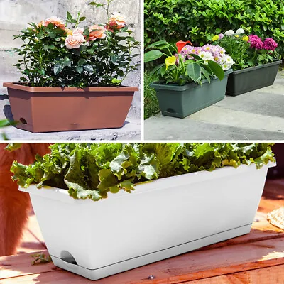 5 X Trough Plant Pot Long Plastic Planter Outdoor Garden Window Herb Flower Box • £12.94