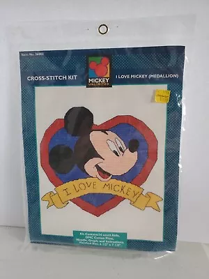 New Disney Mickey Unlimited I Love Mickey (medallion) Counted Cross Stitch Kit • $12.40