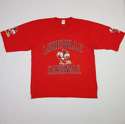 Vintage Single Stitch XL Louisville Cardinals V-Neck Jersey Shirt Red Made USA • $37.99