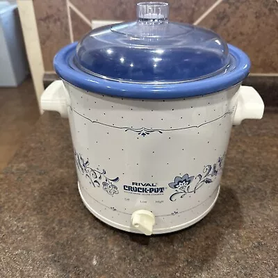 Rival Crockpot Model 3150 3.5 Quart Blue And White Floral Vintage Slow Cooker • $24.99