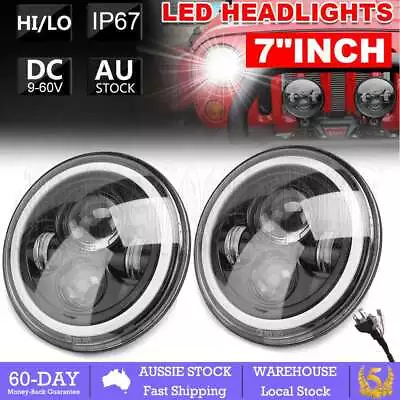 2x 7'' LED Headlights Hi/Lo Beam DRL Projector For JEEP Wrangler JK GQ PATROL AU • $38.99