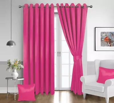 Thermal Blackout Curtains Ready Made Eyelet Ring Top Energy Save+ Free Tie Backs • £32.75