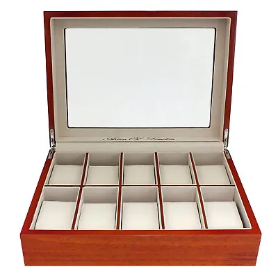 Wooden Watch Box Organiser Storage Display Case 10 Watchbox DE • £30.74