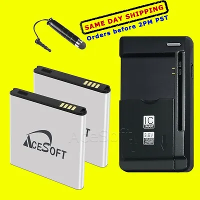 AceSoft 2x 3150mAh Excellent Battery Wall Charger F Samsung Galaxy S II SGH-T989 • $36.55