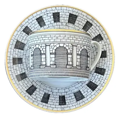 Rosenthal Classic Fornasetti Flat Cup & Saucer Continental Dekor Palladiana Mint • $195.44