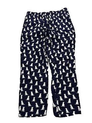 J.Crew Mens Flannel Pajama Sleep Pant Navy White Dog Print LARGE • $17.85
