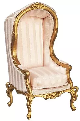 Dollhouse Pink & Gold Medieval Porter Chair 1:24 Half Inch JBM Hall Furniture • $124.99