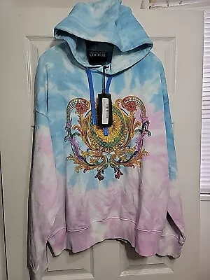 NWT Versace Jeans Couture Tye Dye Mens  Pullover Hoodie Sweatshirt Size L • $199.99