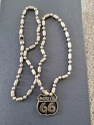 Route 66 Traveling Men's Women's Pendant Dog Tag Ball Bead Chain Necklace • $22