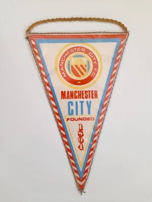 Manchester City Two-sided Old Small Pennant (the 70's) Vintage Flag Football • £5.85