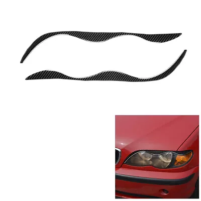 Carbon Fiber Headlight Eyebrows Eyelids Cover Trim For BMW 3Series E46 1998-05 • $15.73