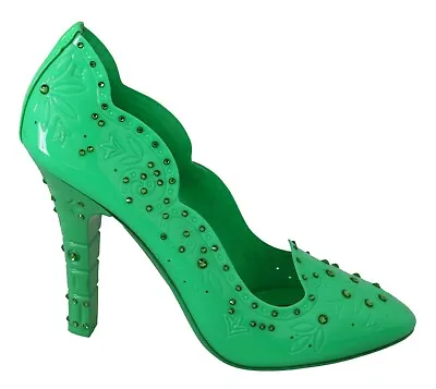 DOLCE & GABBANA Shoes CINDERELLA Green Crystal Floral Heels EU40 / US9.5 • $1146.97