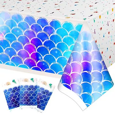 Mermaid Tablecloth Mermaid Party Decorations Table Cover Plastic Disposable ... • $8.70