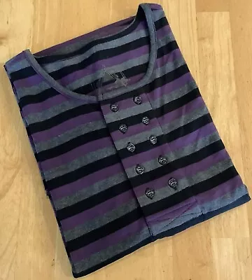 A.Tiziano Men’s 100% Cotton 3XL Stripped Black/Purple Long Sleeves T-Shirt New • $59.99