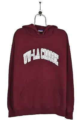 Vintage University Of Wisconsin Hoodie Burgundy Graphic Sweatshirt - Large • $40