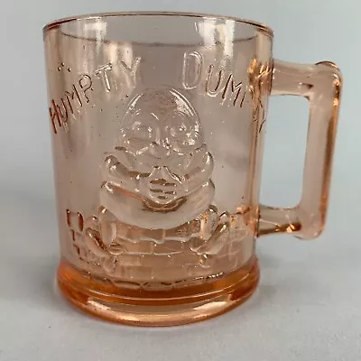 Vintage Pink TIARA GLASS CHILD'S MUG Nursery Rhyme HUMPTY DUMPTY TOM PIPER'S SON • $5.99