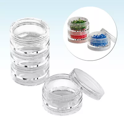 5ml 10ml Empty Stacking Storage Jar Pot Sample Makeup Craft Beads Nails Glitter • £3.69