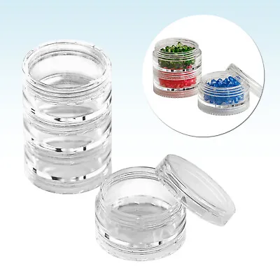 5ml 5g 10ml 10g Empty Stacking Storage Jar Pot Sample Makeup Craft Beads Glitter • £4.69