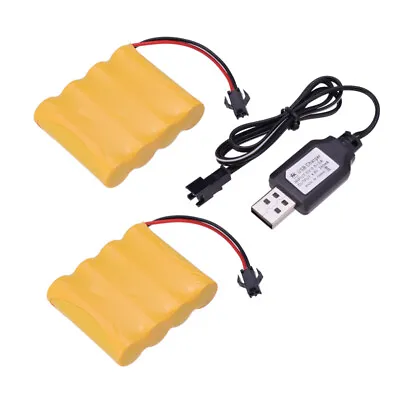 2x 4.8V 700mAh Ni-Cd AA Battery Pack Rechargeable SM-2P Plug For RC Car Toys • £12.54