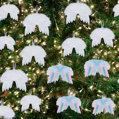£4.95 • Buy 5/10x Chic Angel Wings Christmas Feather Baubles Tree Hanging Ornament DIY Craft