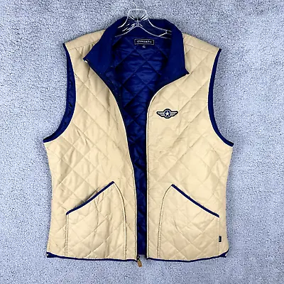 Crown & Ivy Gilet Vest Mens Size Large Khaki Blue Quilted Military Logo Embroid • $19.99