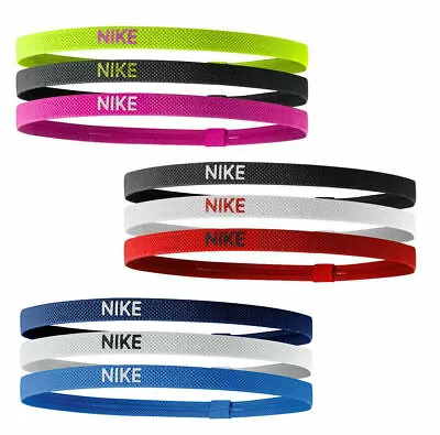 Nike 3pk Headband Hairband Sports Unisex Women Men New Black Gym Running • £11.95