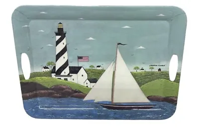 $24.99 • Buy Warren Kimble Lighthouse Sailboat Coastal Breeze Melamine Tray 19.5”x 14.5”