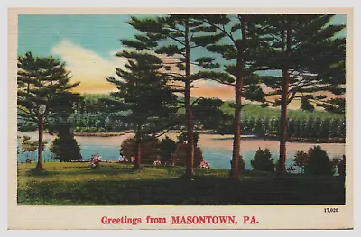 Greetings From Masontown Pennsylvania Pa Linen Postcard -A47 • $11