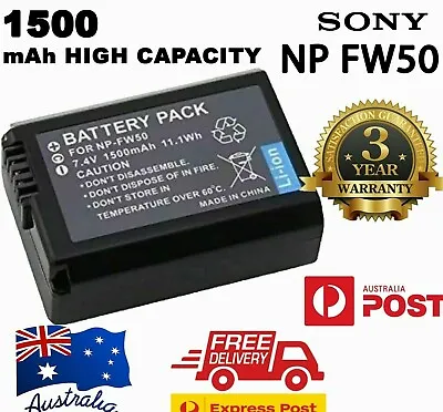 $31.10 • Buy 1500mAh NP-FW50 Battery For SONY Alpha A5000 A5100 A6000 A6300 A6500 Etc OZ